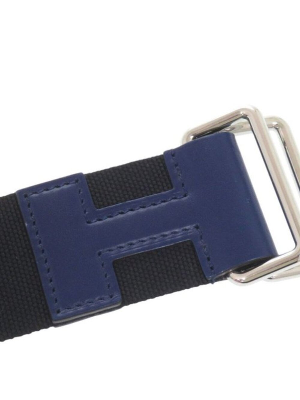 ★SOLD★ Hermes Nomad 40 Belt Canvas Leather Black Blue - Picture 2 of 6
